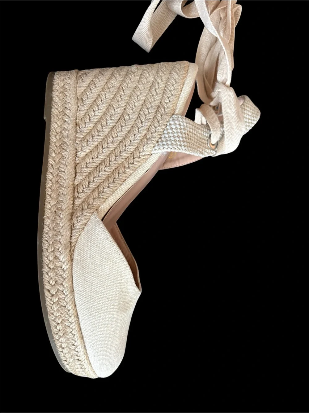ZBY-Ivory Lace-Up Espadrille Heels-size 8